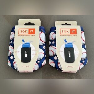 SOK IT Reusable Insulating Beverage Drink Sleeves Baseball Set 2 Small 12oz NWT